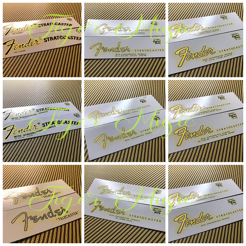 2 uds Vintage DIY ST guitarra eléctrica logo calcomanía tobogán acuático transferencia guitarra cuello cabeza cabeza pegatina calcomanía
