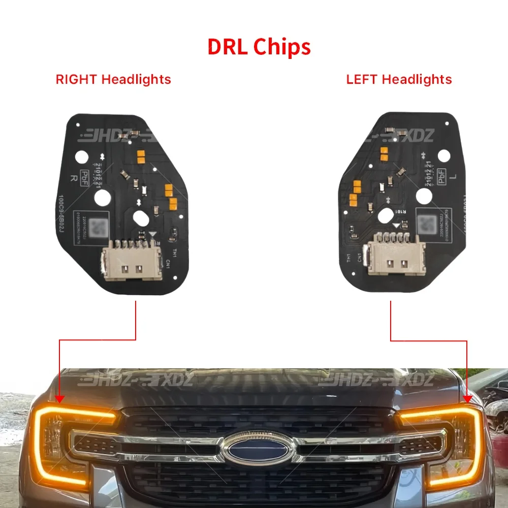 لفورد رينجر T9 XL XLT 2023-2024 LED المصباح النهار تشغيل ضوء وظيفة الإطار وحدة العنبر DRL LED لوحات #3
