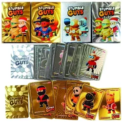 55Pcs/box Anime Stumble Guys Cards Xmas Gold Silver Foil Shiny Board Game Collection Flash Figure Trading Card Christmas Gift