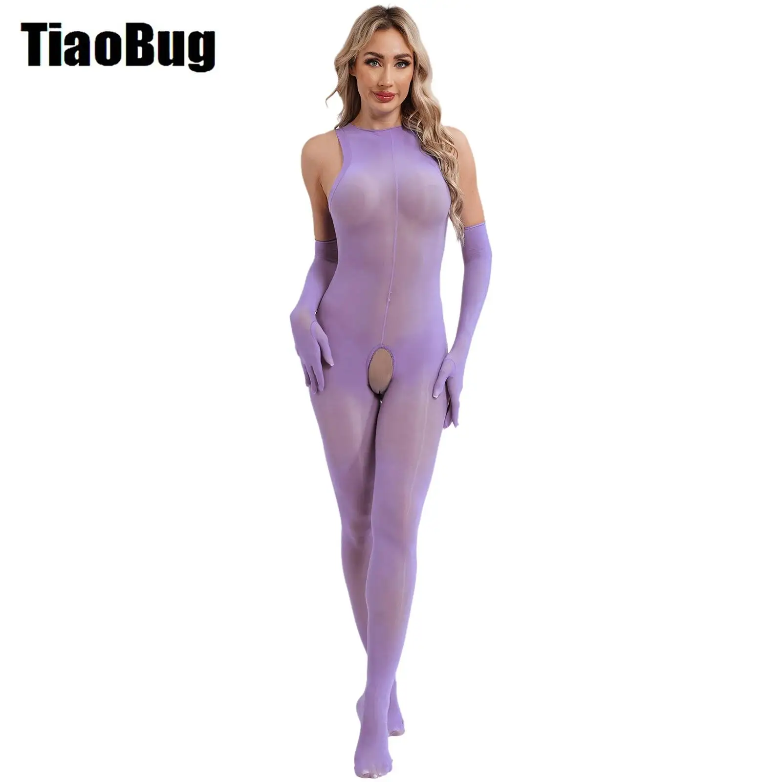 

Женское прозрачное глянцевое боди с открытой промежностью, комбинезон с съемными перчатками, комбинезон без рукавов, соблазнительное ночное белье, клубная одежда