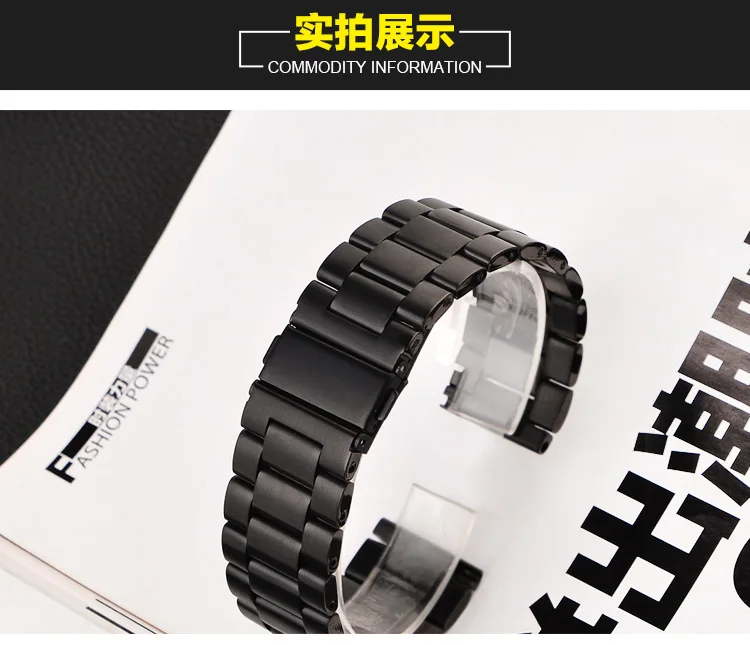 Black White Steel Watch Band for Samsung Gear S3 S4 S5 Frontier Classic 46mm 42mm Accessorie 20mm 22mm 24mm Watch Strap