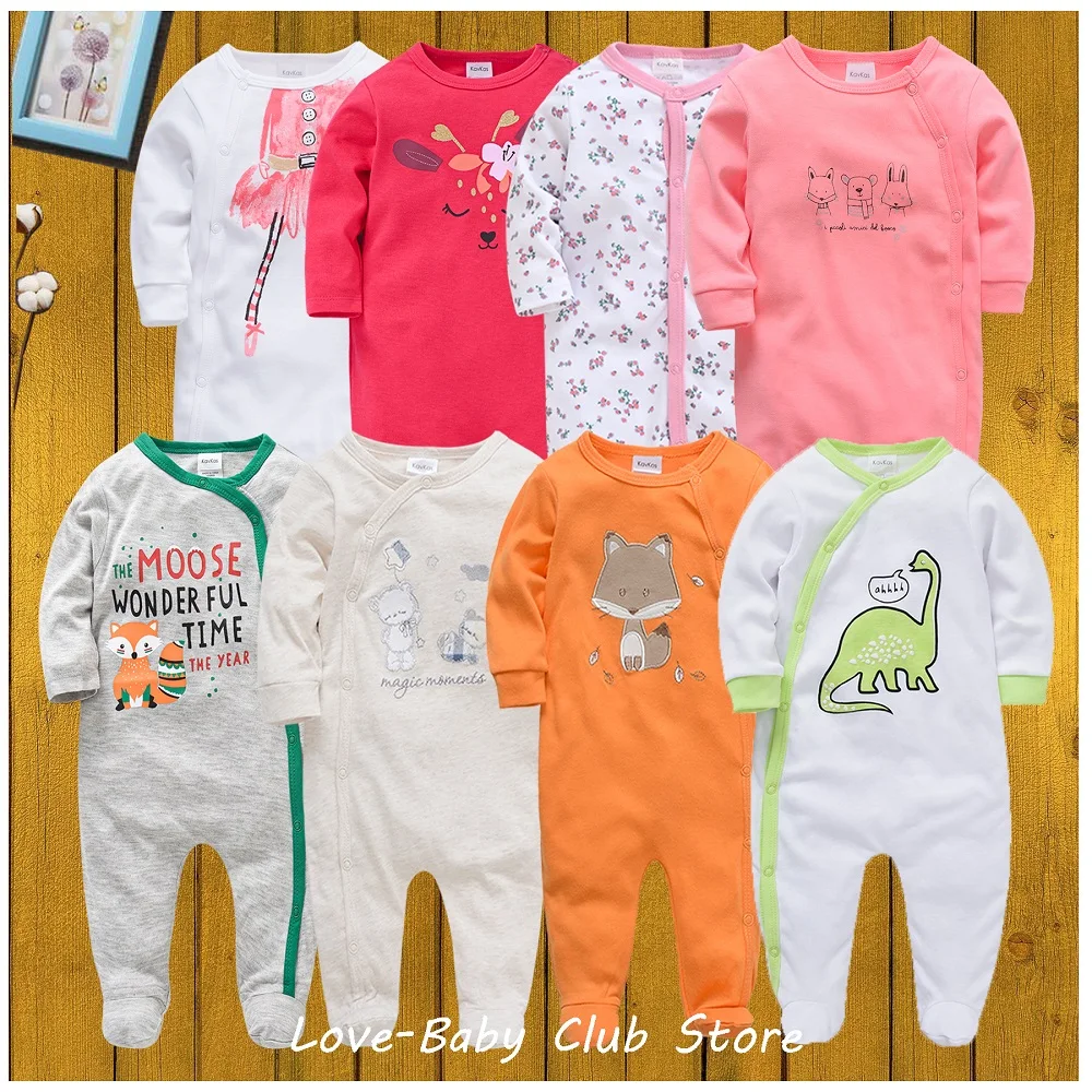 4pcs Baby Girls Rompers Clothes New Born Boys Romper Toddler One-Pieces Infant Jumper Jumpsuit Autumn Winter Soft  Cute Cartoon