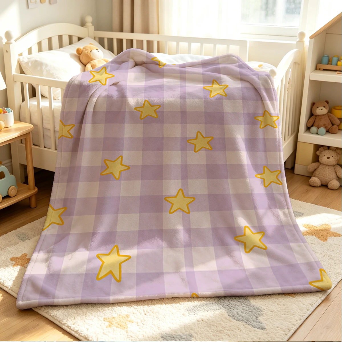 Lilac Glow Flannel Blanket Warm Soft Halloween Christmas Couch Warm Cozy Decorative Decor Gift for All Season