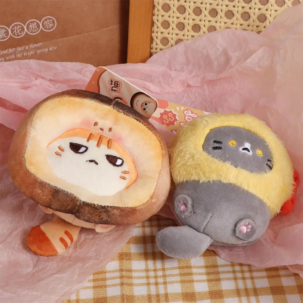 Small Food House Series Toast Cat Plush Pendant Caramel Toast Fried Shrimp Caramel Toast Cat Plush Keyring Takoyaki Taiyaki