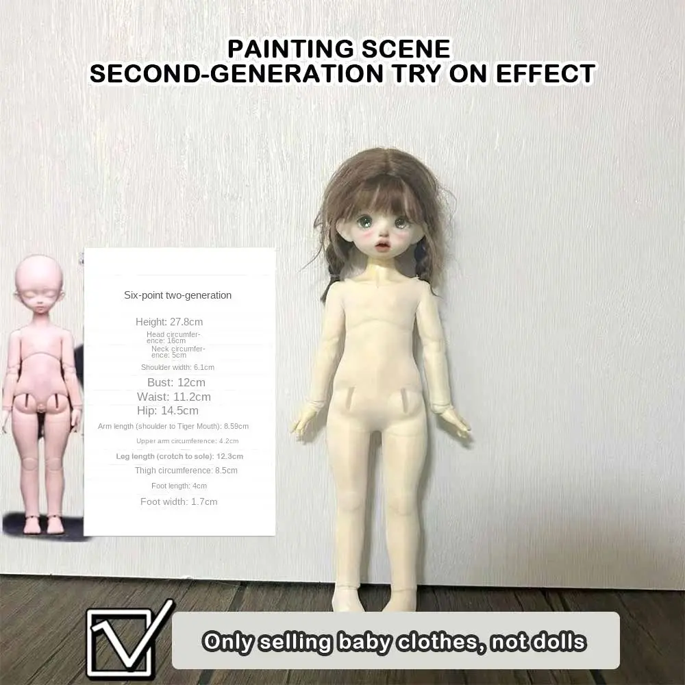 Cute Cotton Pajamas White Fashion Doll Elastic Jumpsuit Multisizes DIY Accessories for 1/3 1/4 1/6 BJD 30/45/60cm Dolls