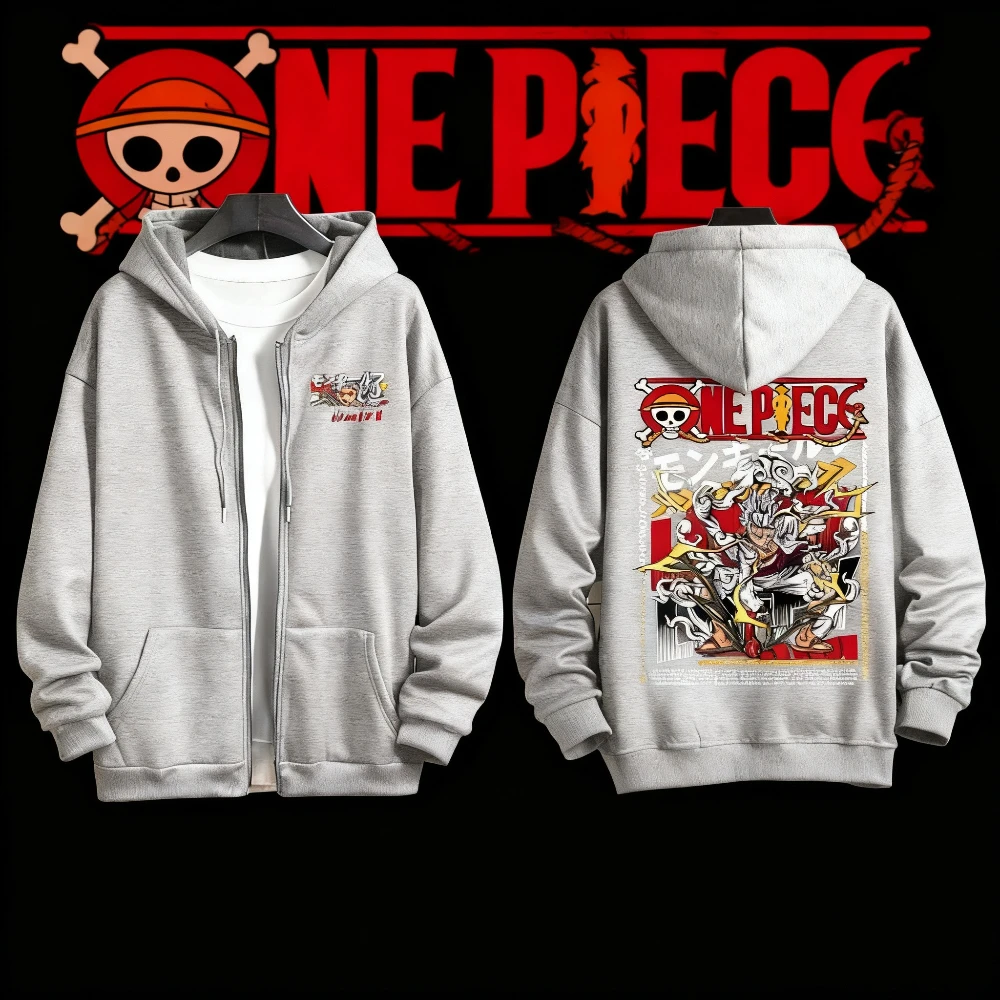 

Autumn Winter 2025 Oversized Vintage One Piece Anime 100% Pure Cotton Printed Zipper Sweatshirt Hooded Men Women Casual Y2k