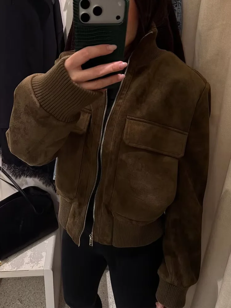 

Элегантная женская куртка с воротником-стойкой, длинными рукавами и карманами, весна 2026, на молнии, модная, трендовая, в стиле High Street