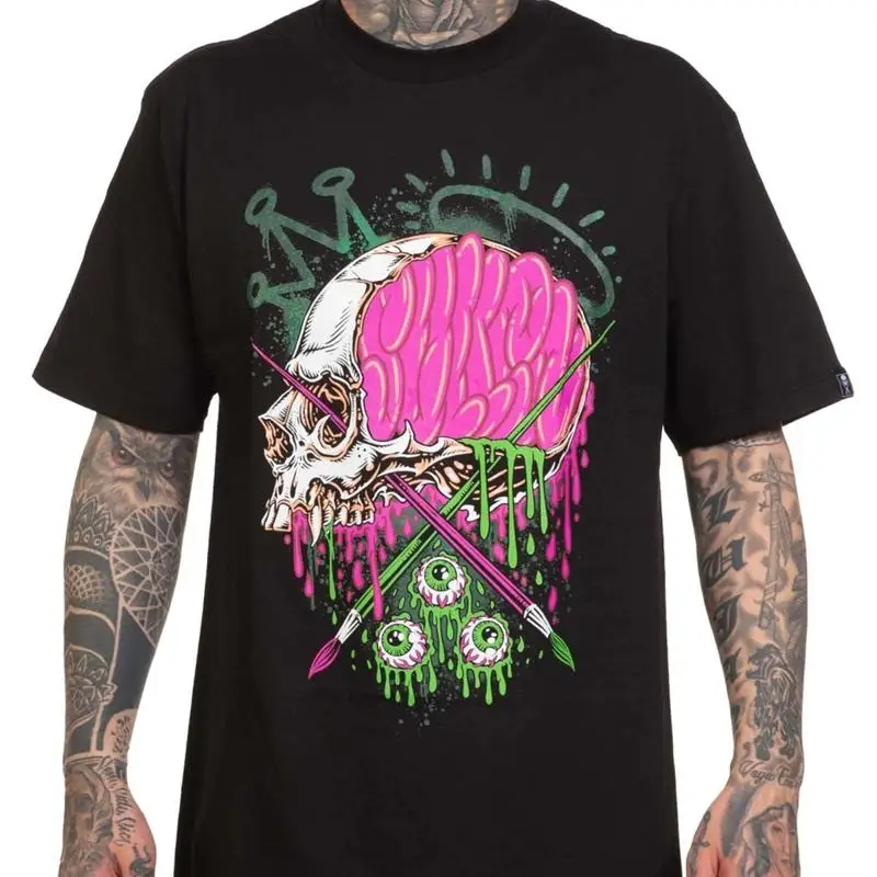 Sullen Art Collective Neon Skull Dripping Paint Pot T-Shirt