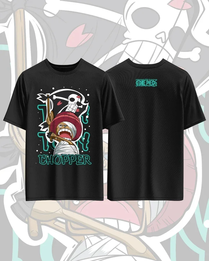 One Piece Chopper Anime Gedrukt Puur Katoenen T-shirt voor Mannen en Vrouwen Casual Mode Oversized Anime Perifere Kleding T-shirt