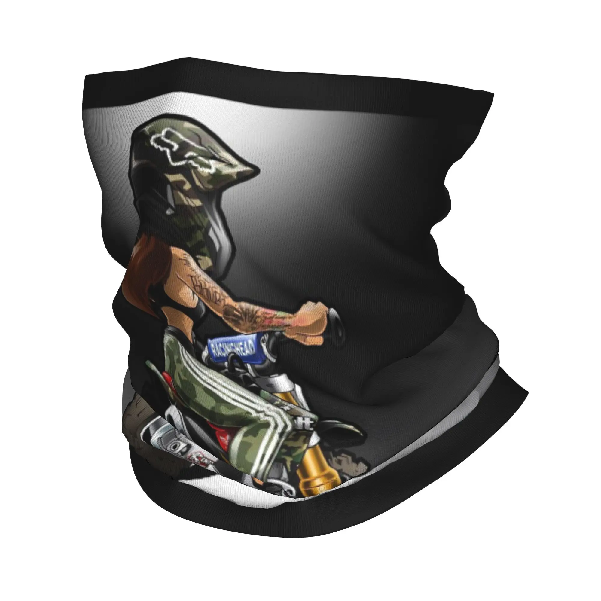 

Custom Cartoon Sexy Girl Motorcycle Pattern Neck Warmer Women Men Winter Hiking Ski Scarf Extreme Sport Mobile Bike Face Cover