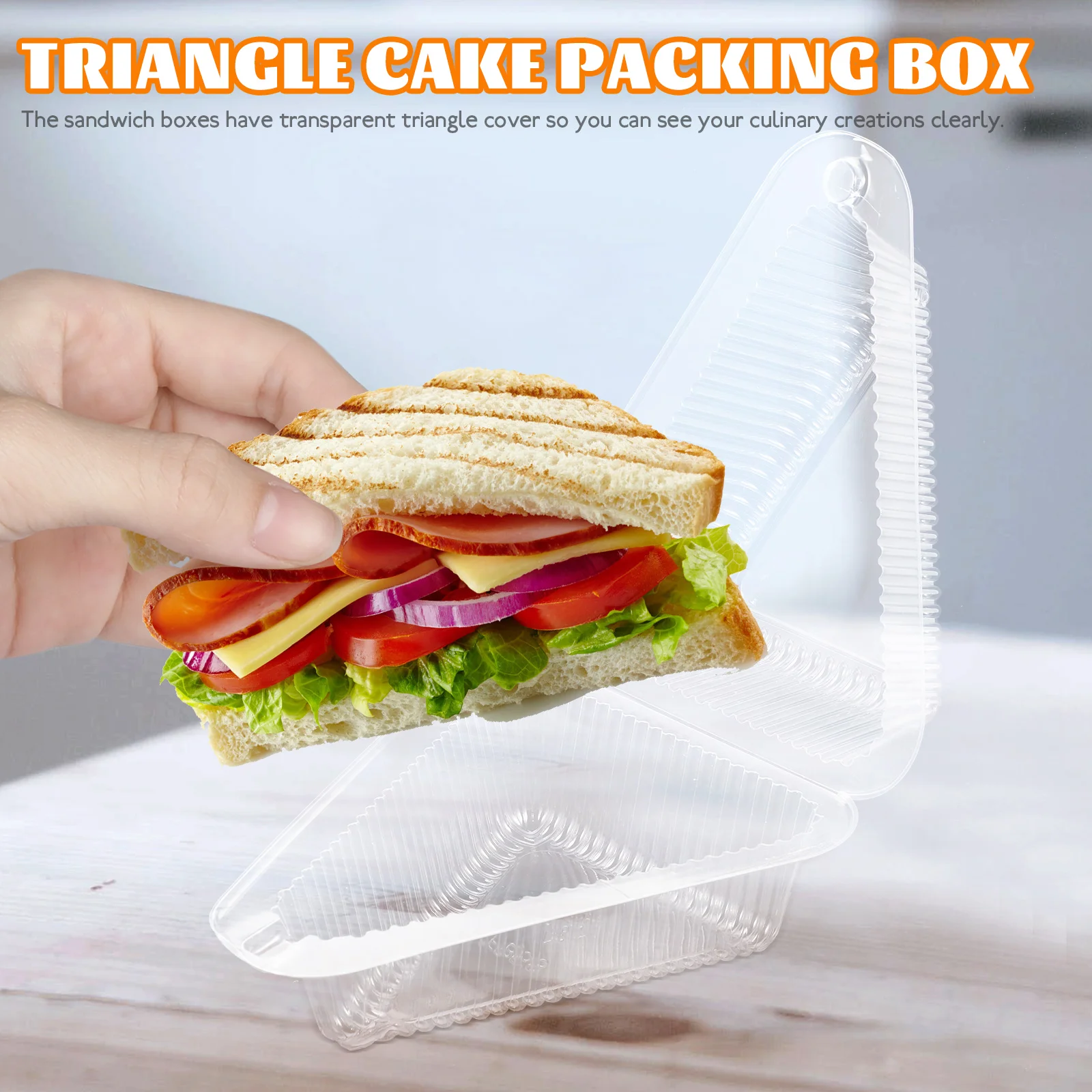 

100 set Cake Box Sandwich Packing Containers Clear Triangle Boxes Storage Disposable Case Plastic Safe Bakery Party Wedding