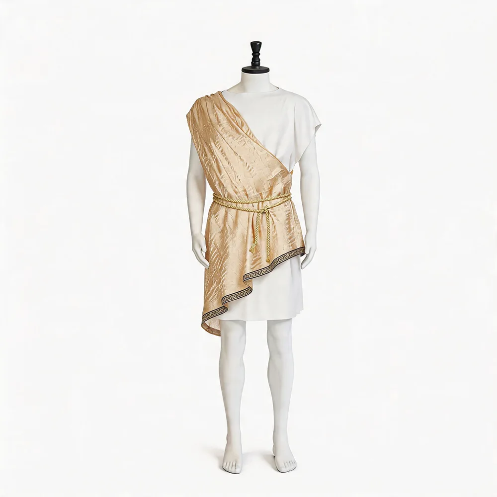 Disfraz de dios griego antiguo para hombre, toga romana, conjunto de túnica dorada de César, mitología, dios olímpico, para fiestas, Halloween, cosplay.