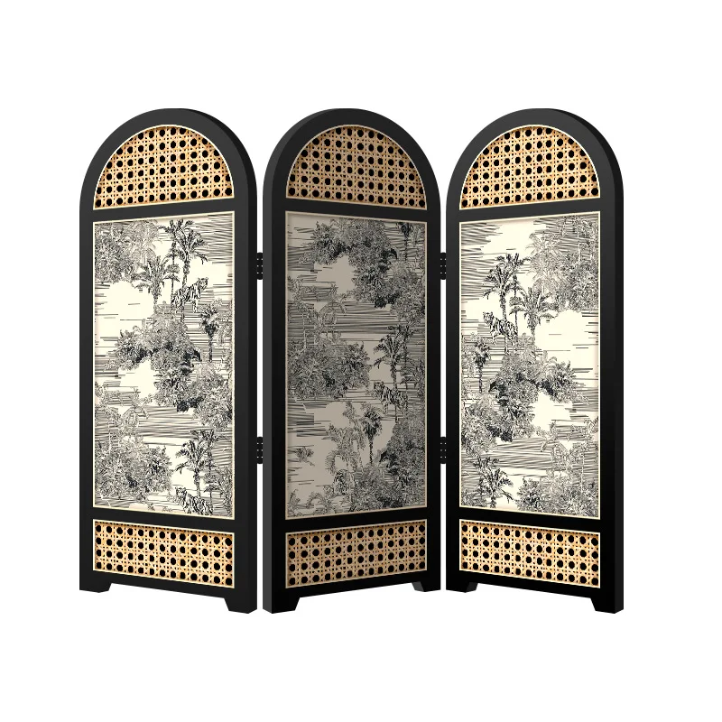 

medieval TV cabinet decorative ornament, tropical jungle retro desktop table, high-end folding small screen