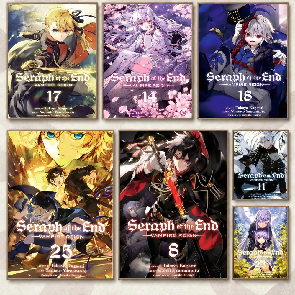 Seraph of the End Anime Series Dark Fantasy Design Poster Aesthetic Art Print for Bedroom & Living Room Decor, Unframed
