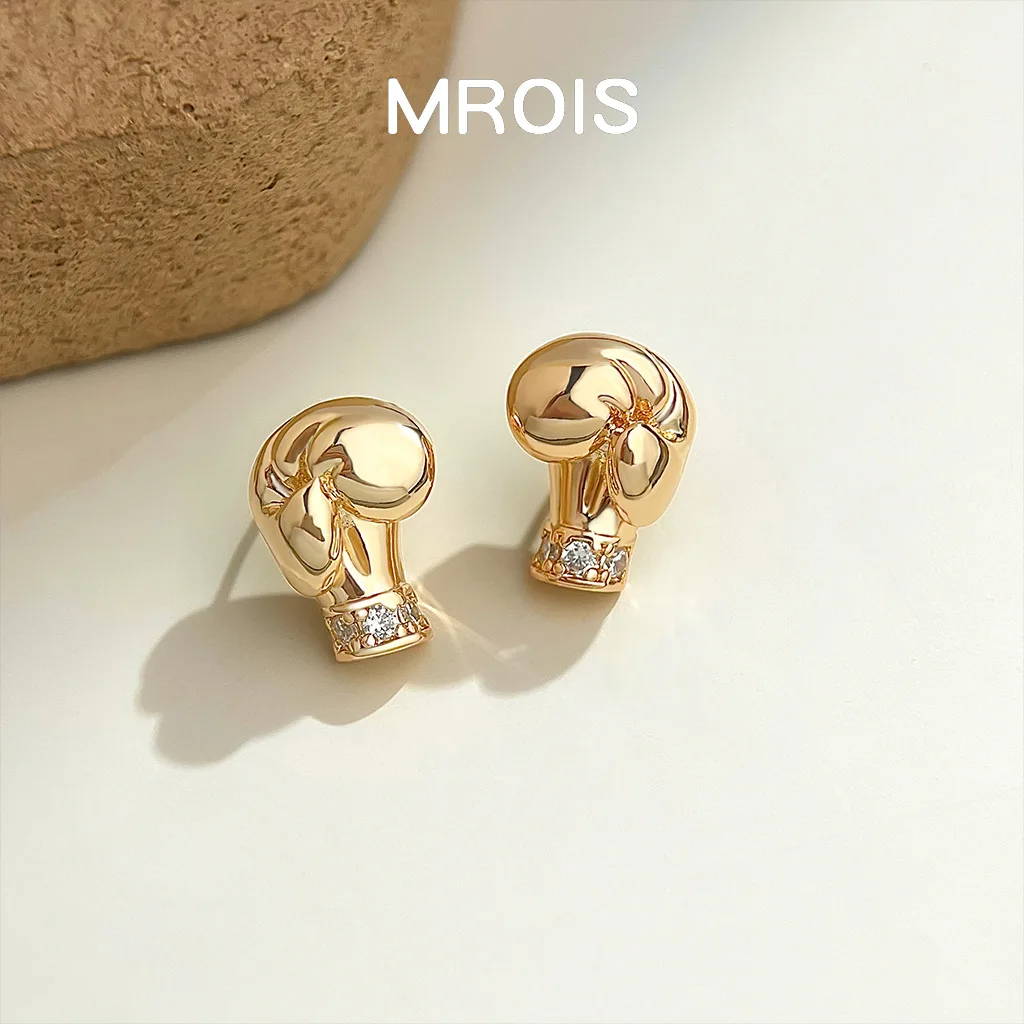 Fist attack~ Original boxing gloves, zircon stud earrings, light luxury niche design earrings for women