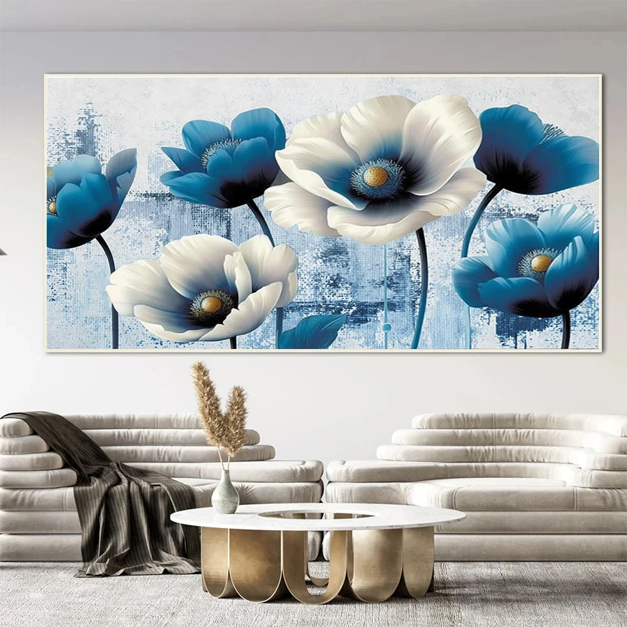 5D DIY Square Round Diamond Painting Modern Art White Blue Flowers Cross Stitch Diy Diamond Embroidery picture Mosaic Art