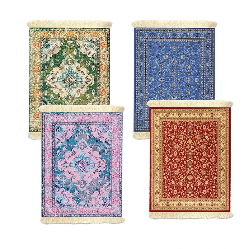 

Persian Style Rug Mouse Pad,4 pcs Woven Rug Carpet Mouse Mat,Beautiful Oriental Rug Mousepad Vintage Computer Mice Mat