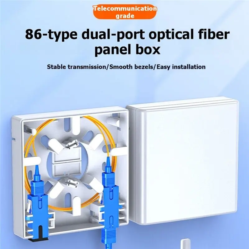 DT23 Double Port 86 Type Fiber Optic Panel Box, Wall Mount Fiber Enclosure for Enhanced Cable Management