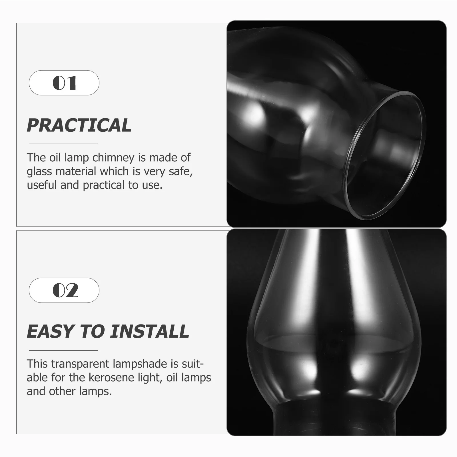 

Transparent Glass Lampshade Lamp Shade Oil Lamp Chimney Clear Vintage Decorative Windproof Glass Lampshade