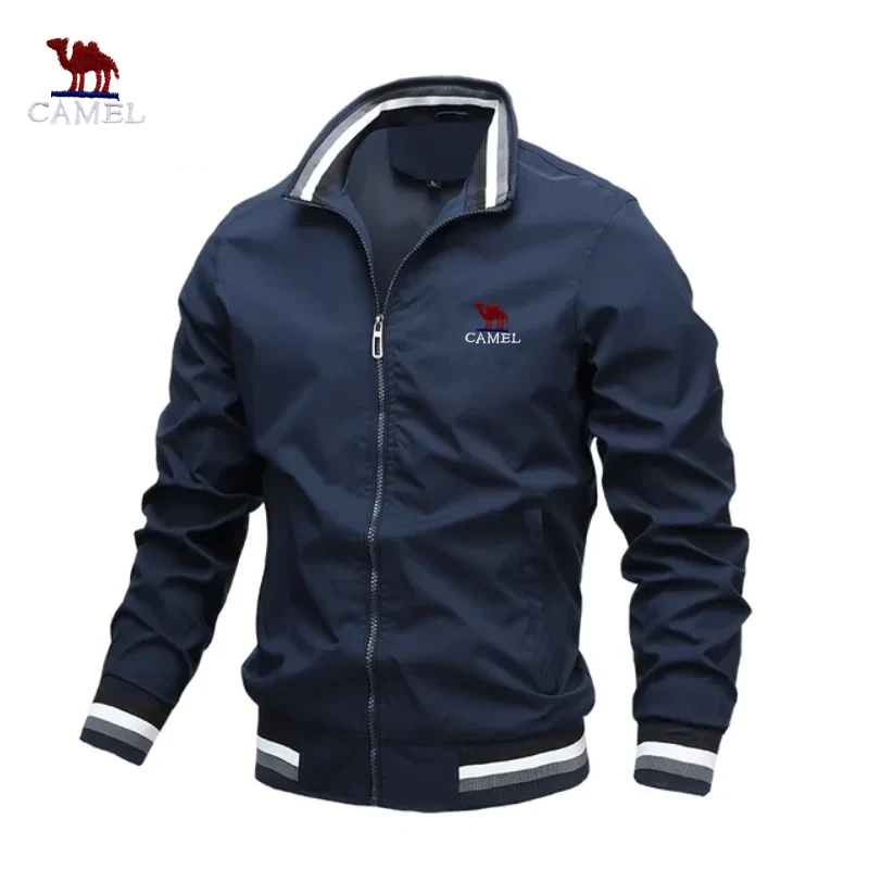 

High End Embroidered CAMEL High-quality Men's Zippered Jacket, Spring and Autumn Fashionable Casual Outdoor Sports Jacket Top