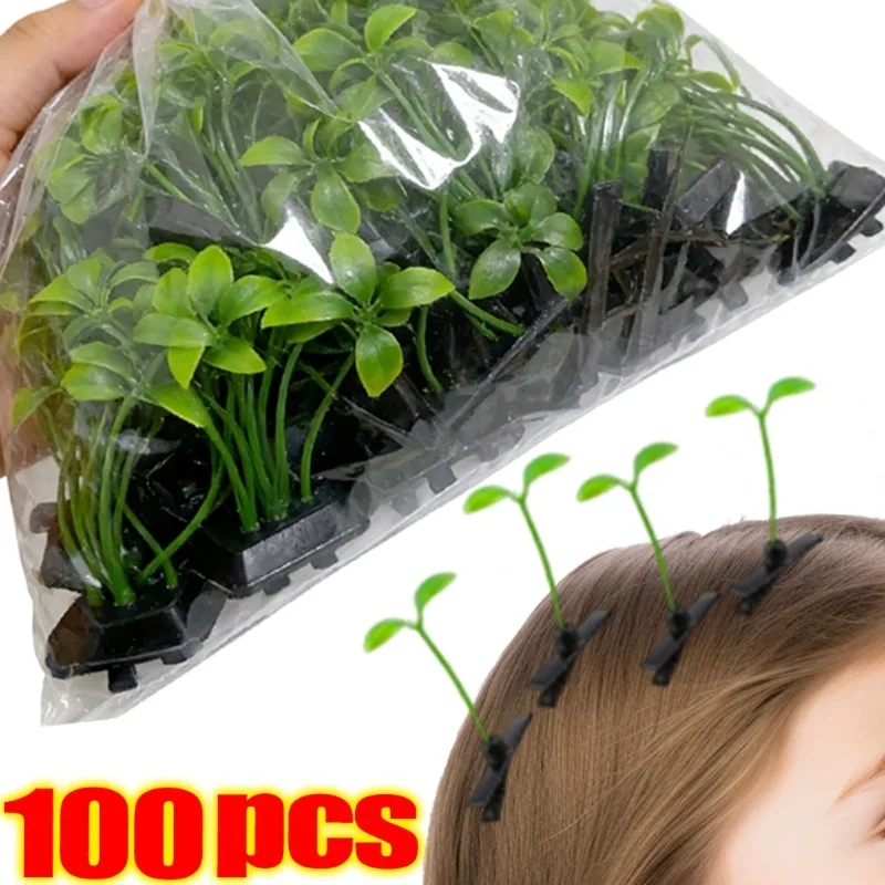 

2/100 шт. Забавные заколки для волос в виде ростков травы и имитации растений, в стиле заколки-уточек, для женщин, мужчин и друзей, аксессуары для волос