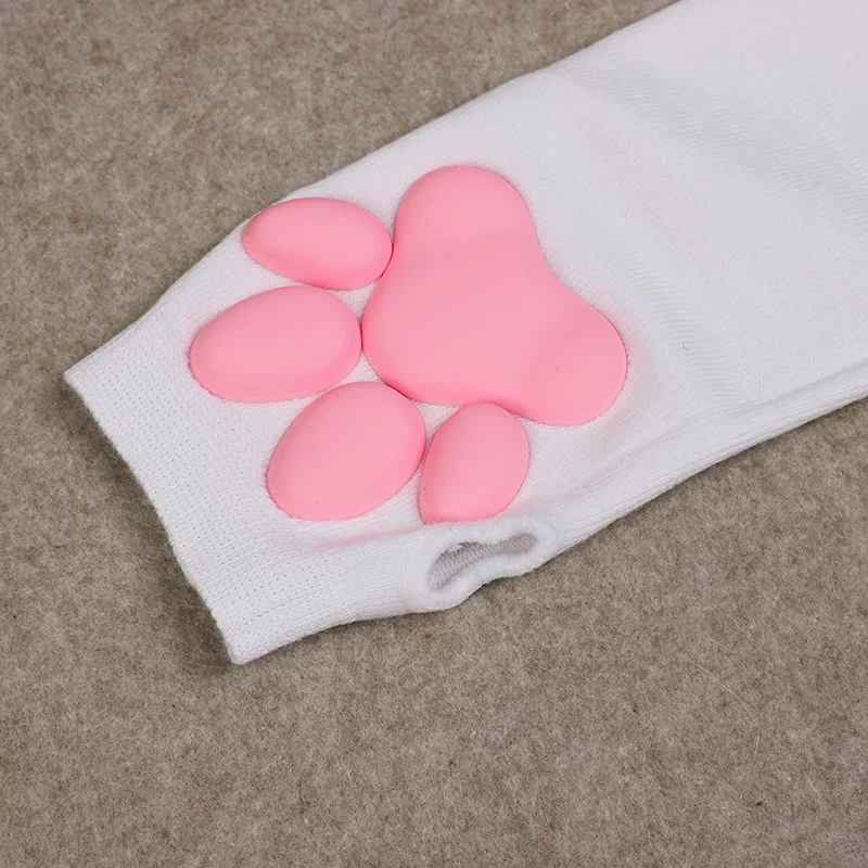 2024 New 3D Silicone Pink Cat Claw Paw Pads Soft Fingerless Fluffy Sun Protection Cool Sleeves Cute Gloves Long Tube for Women