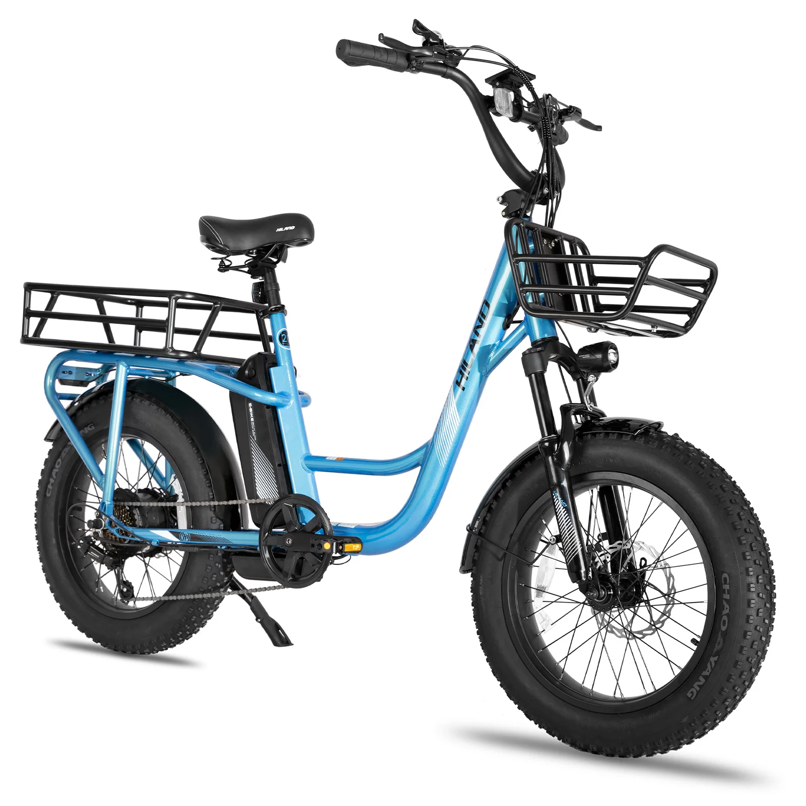 HILAND 20 Zoll Fat Tire Cargo E-Bike, 36V 15AH abnehmbare Batterie Elektrofahrrad, 7 Gänge, Leichter Aluminiumrahmen  Federgabel