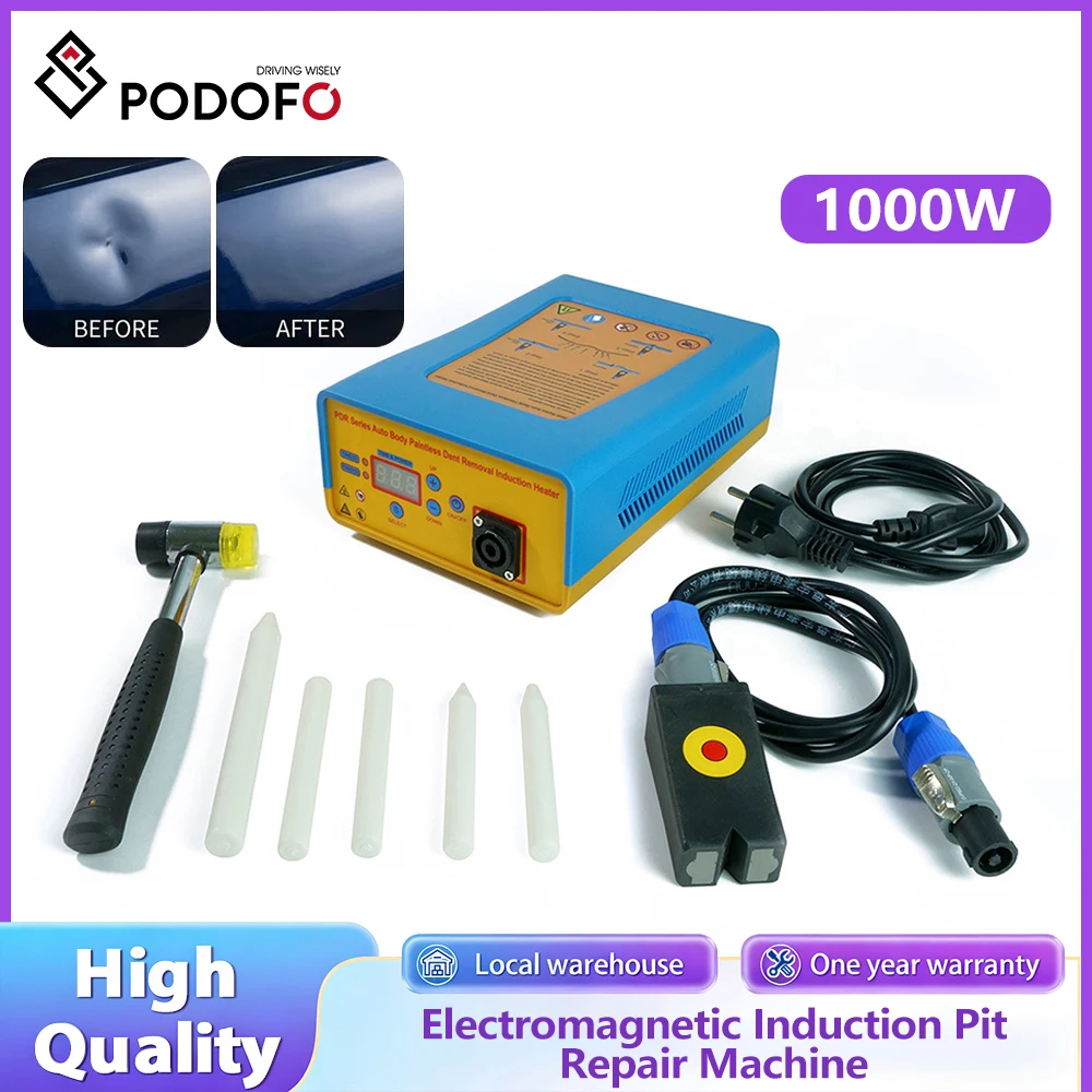 Podofo Car Dent Repair Tool Kit 1.38kW PDR Induction Dent Removal Machine 220V With Digital Display Screen Car Dent Removal Tool