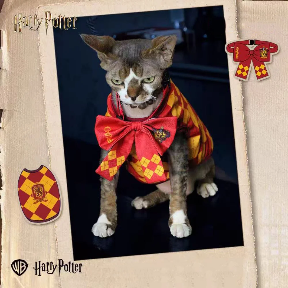 Chalecos con pajaritas para mascotas de la serie House de Harry Potter auténtica, decoración para perros y gatos de Hogwarts, chaleco con pajarita, ropa para mascotas, regalos de vestir
