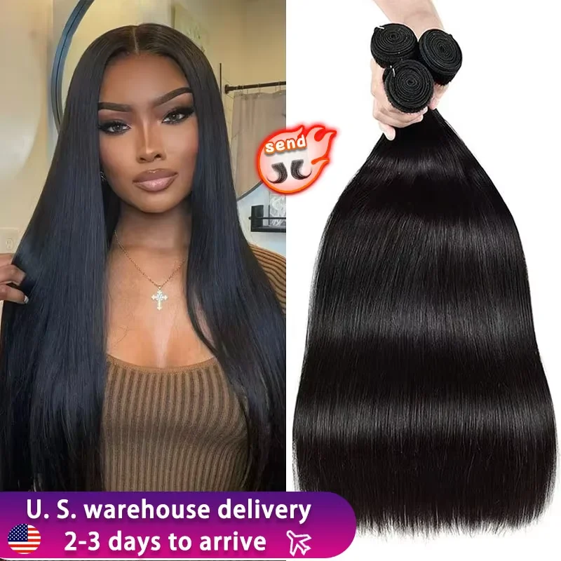 

16A 30 40 Inch Brazilian Hair Bundles Natural Straight Raw Human Hair 3-5Bundles 100% Remy Human Hair Extensions For Black Women