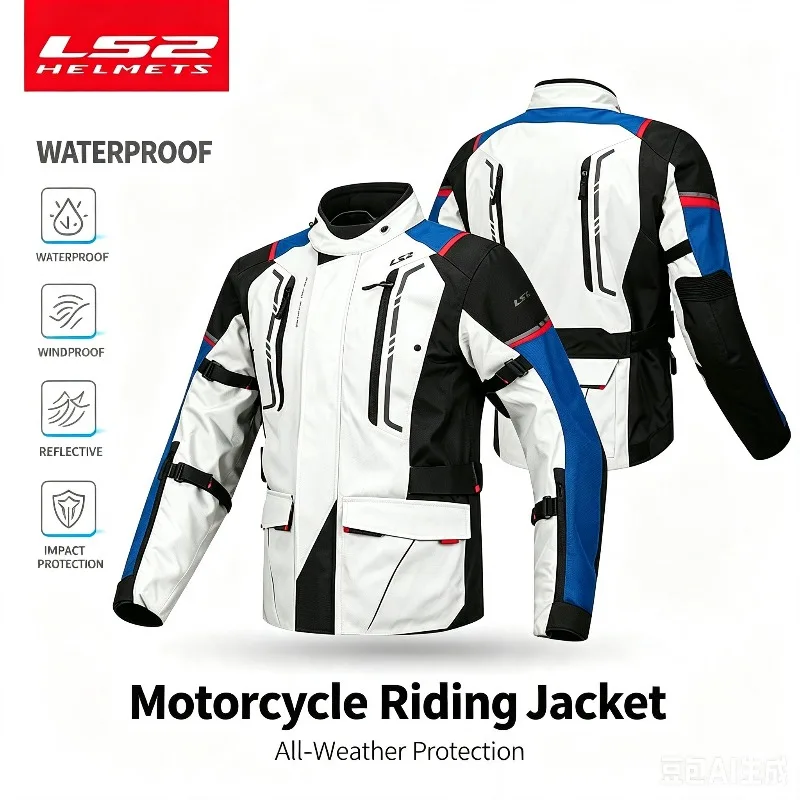 LS2 Motorcycle Mesh Cycling Suit Men's and Women's Locomotive Racing Suit Four Seasons Rally Suit Anti-drop and Breathable MJ147