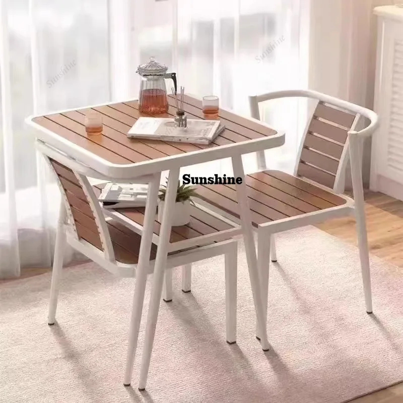 Receivable leisure tables and chairs courtyard balcony simple outdoor waterproof wrought iron Internet celebrity coffee table se