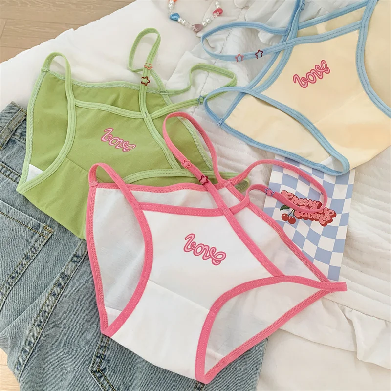 Japanese Girls Sexy Lingerie For Women Sweet Frenulum Girl Summer Thin Women Dopamine Color Cotton Underwear Ladies Lolita