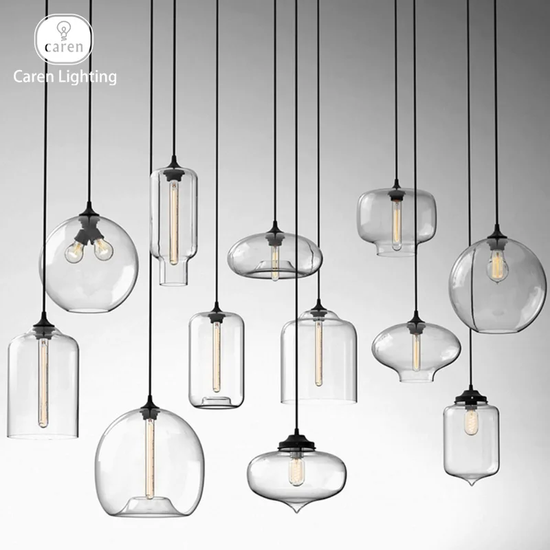 Caren Lighting handmade Glass Modern Nordic hanging Pendant Light decor Lights led retro edison filament bulb cozy dinning room