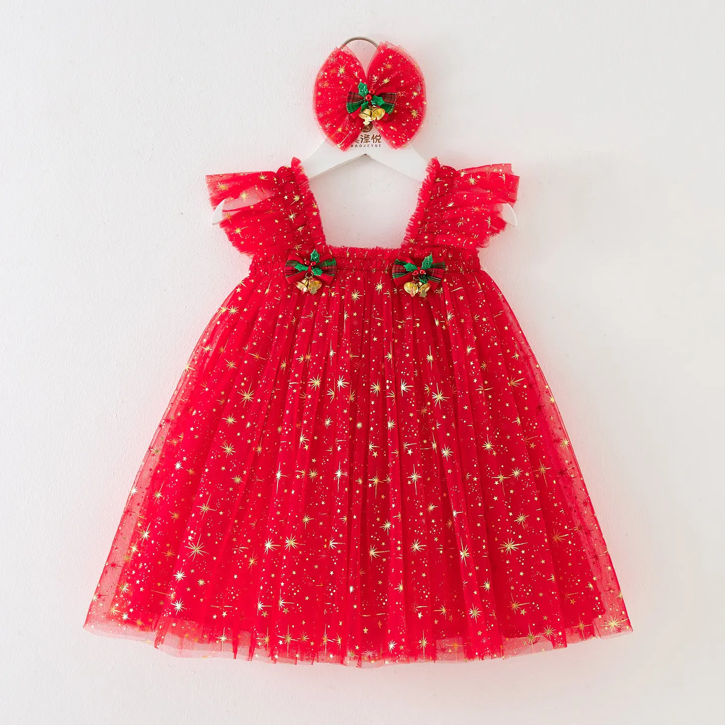 جديد شجرة عيد الميلاد للأطفال كعكة الحمالة فستان شبكي بلا أكمام فساتين أطفال طفل للفتيات الأميرة ملابس حفلات الزفاف