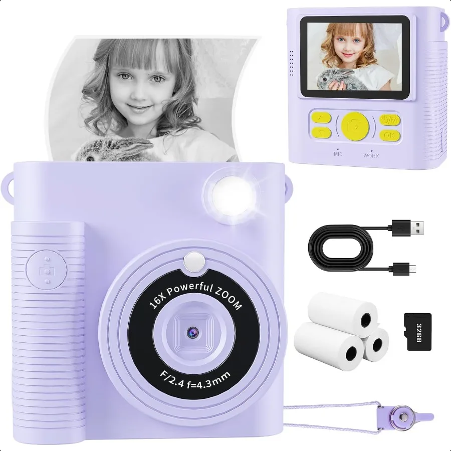 

Instant Print Camera 1080P HD Digital Camera for Toddlers 32G SD Card Perfect for 311 Year Old Girls Boys Christmas Birthday Gi