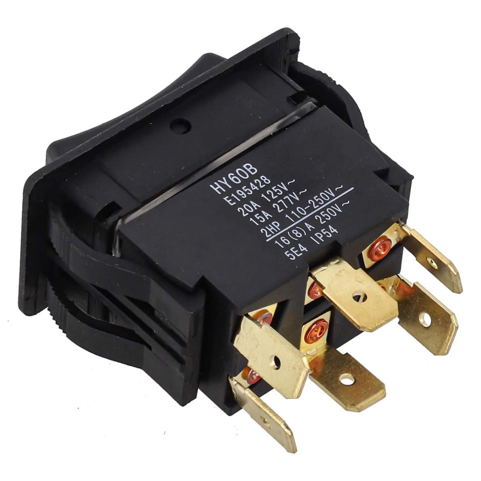 Pushbutton Rocker Switch Model HY60B Supporting High Current Loads of Up to 20 Amps at Standard Voltage Ratings