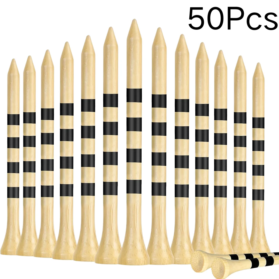 50Pcs Professional Golf Tees Biodegradable Bamboo Golf Tees, Stable and Reliable, Available in Natural Color