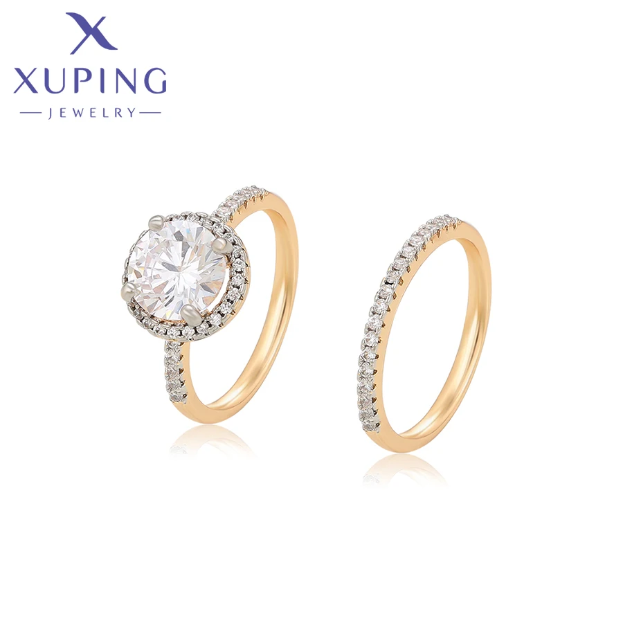 Zestaw pierścionków dla par Xuping Jewelry, modne, okrągłe, pozłacane, dla kobiet i mężczyzn, prezent ślubny, prezent na przyjęcie, X000755118