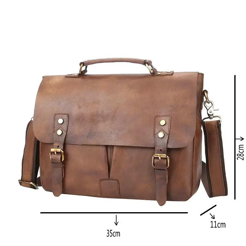 Sac à Main Vintage en Cuir group pour Homme, Sacoche à Bandoulière, de Loisirs, Fourre-Tout Marron, 2024