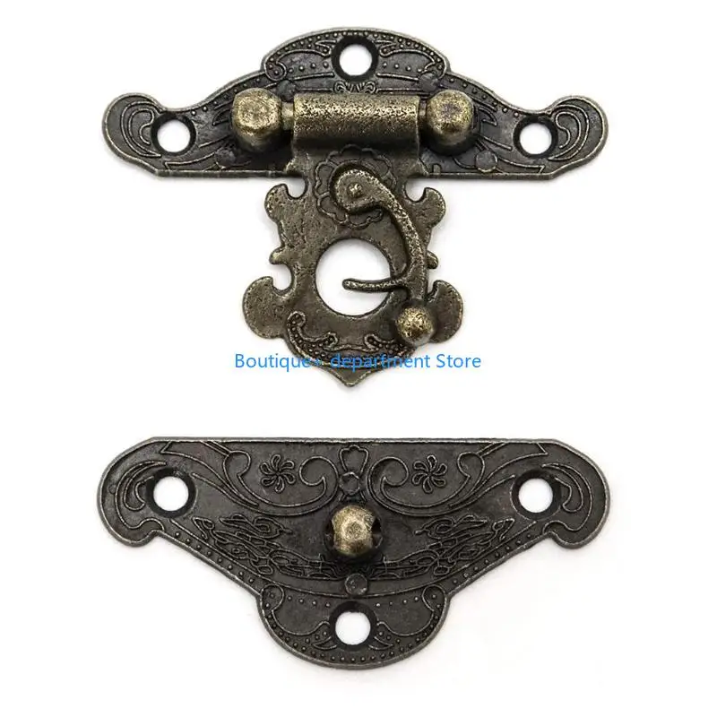 E1PD Vintage Jewelry Box for Latch Hasps with 4 Hinges 28 Screws for Wooden Storage f