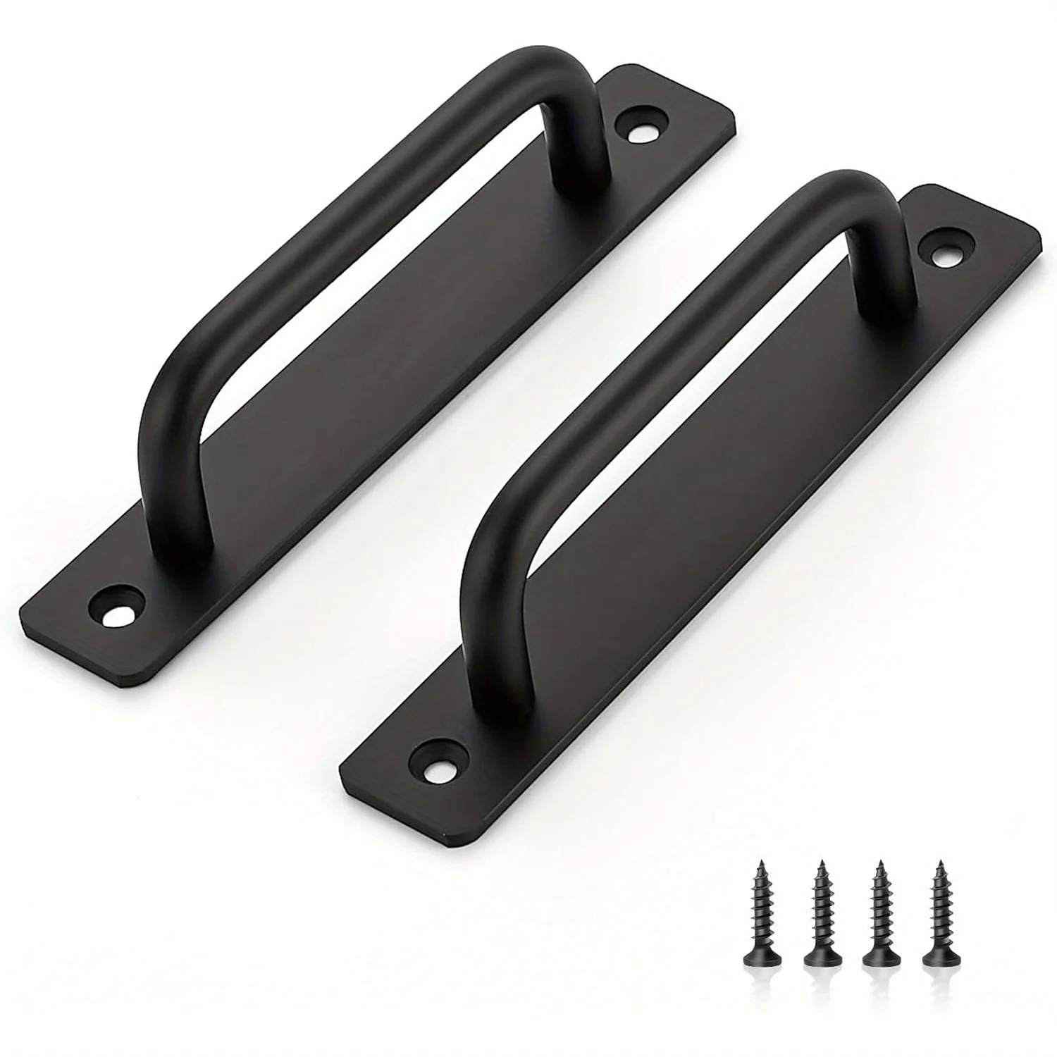 2 Stück schwarze Aluminium-Scheunentürgriffe, 150 mm Loch, mittlere Schiebetürgriffe für Schrank, Schrank, inklusive Installationshardware