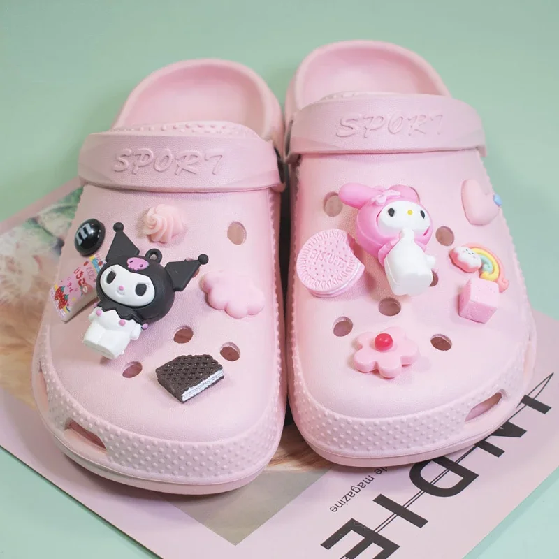 Подвески Sanrio Hello Kitty Croc Kawaii Kuromi Пряжка для обуви аксессуары тапочки для девочек DIY украшения для браслетов Croc Jibz подарок