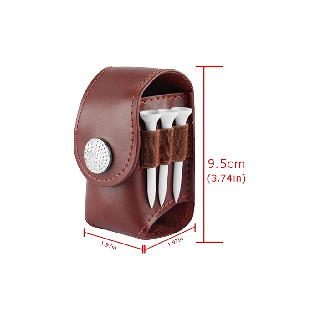 golf mini bag PU leather with golf tees golf ball Hang on waist golf belt with 2 Balls,2 colors to choose brown gift for husband