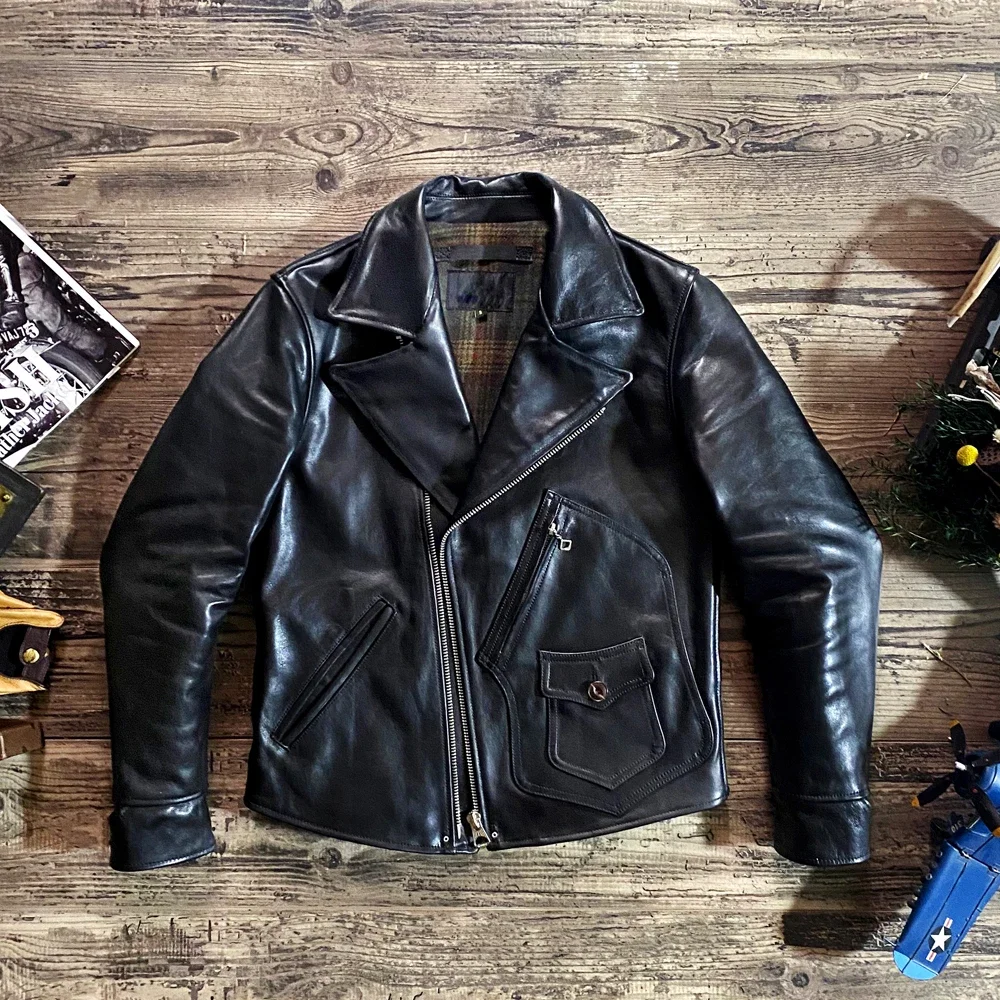 LNY!Wholesales.Brand new Vintage Horsehide motor rider jacket.quality men genuine leather coat.slim fit natural leather cloth