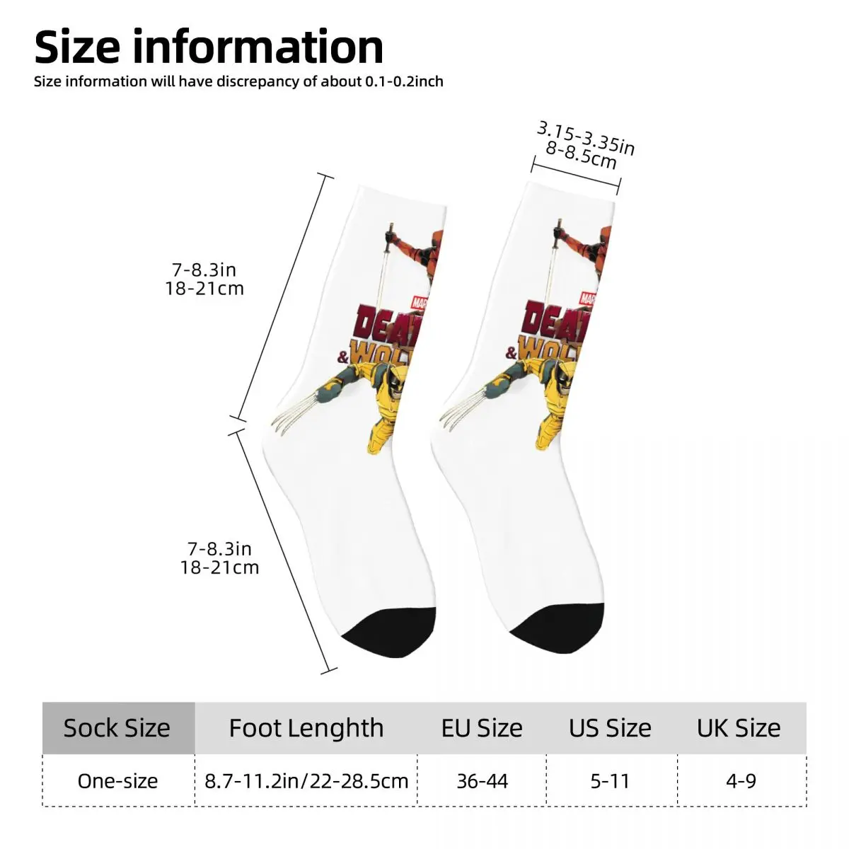 Deadpool & Wolverine Together Socks Men Women Friendship Socks Novelty Spring Autumn Winter Middle Tube Stockings Gift