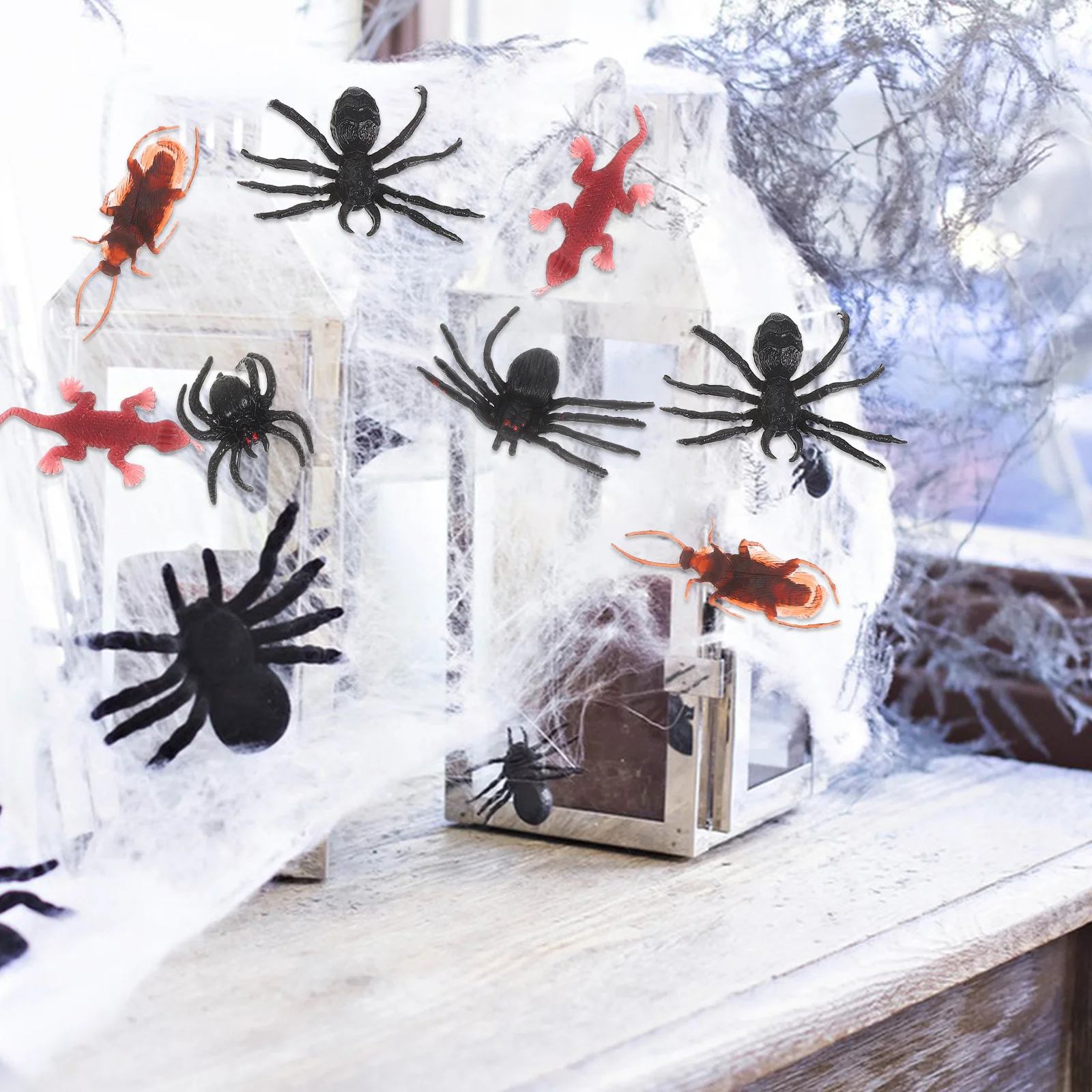 

148 шт., искусственный паук, змея, червь, скорпион, геккон, реквизит для розыгрышей на Хэллоуин, украшения для вечеринки, День дурака, хитрая страшная сцена