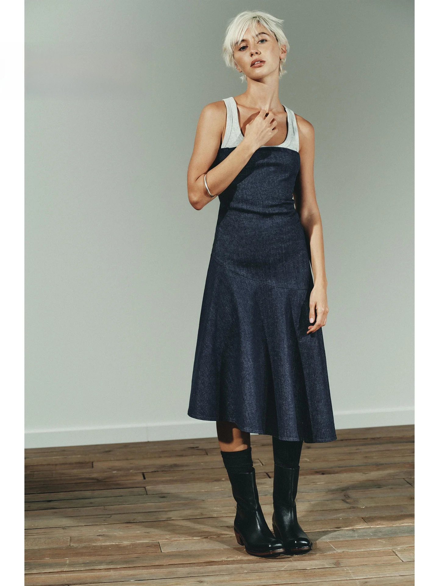 ZAPRHA Asymmetric Pure Desire Sle Denim Tube Dr Slimming A-Line Casual Dr for Women Autumn 2025 Zipper Closure