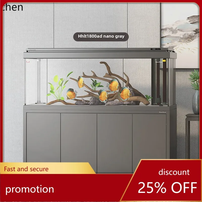 

HT glass arowana tank living room household ecological bottom filter aquarium light luxury