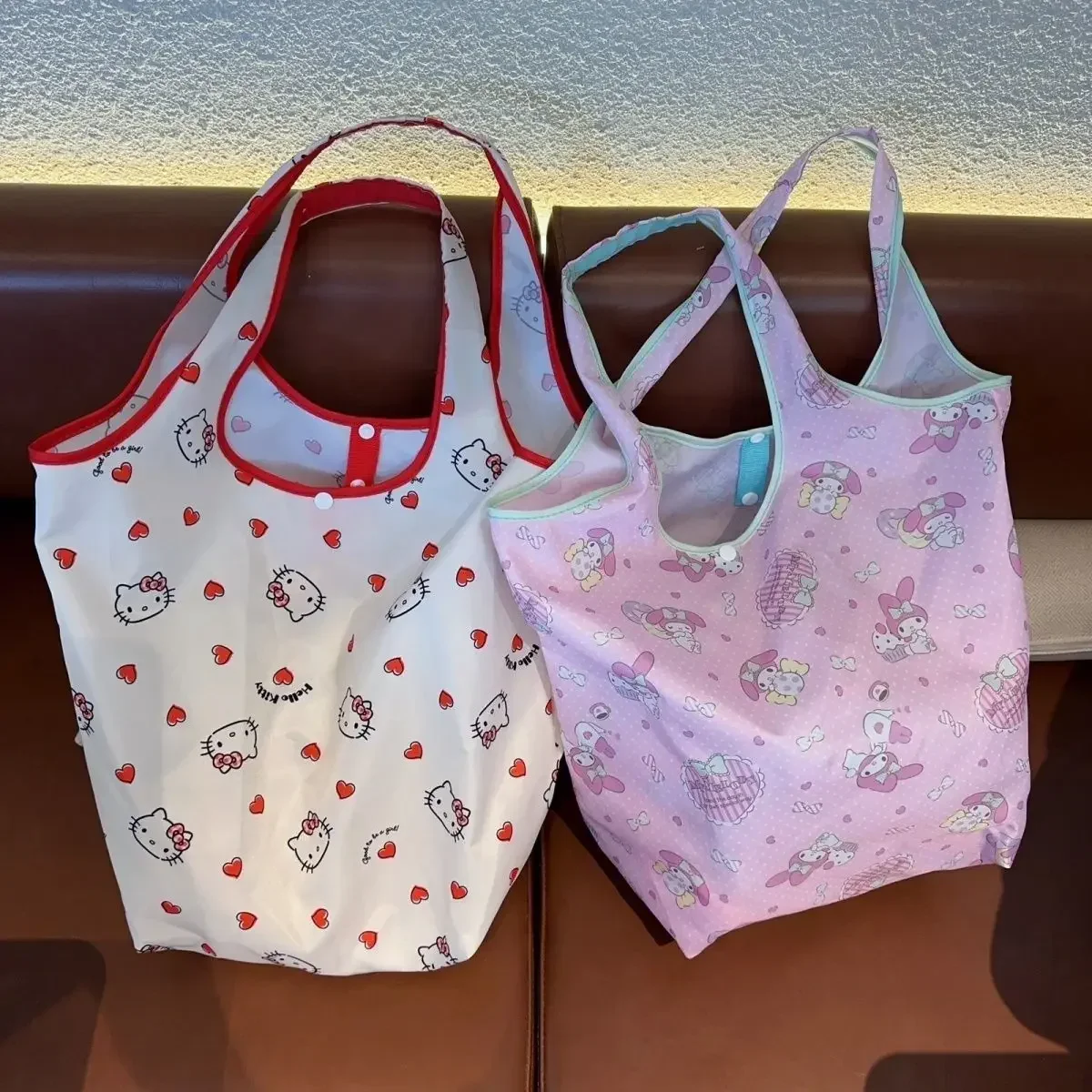 

Hello Kitty Shopping Bag Kawaii My Melody Portable Foldable Eco Friendly Handbag Large Capacity Supermarket Storage Bag